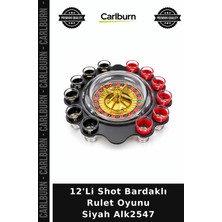 Carlburn Özel Üretim Parti Eğlence Oyun Sunum Hediye Ev Partisi 12'li Shot Bardaklı Rulet Oyunu Siyah ALK2547