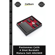 Carlburn Özel Üretim Hediyelik Kamp Seyahat Erkek Paslanmaz Çelik 4 Shot Bardaklı Matara Seti ALK2669