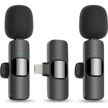 Infomax 2’li Kablosuz Yaka Mikrofonu iPhone Uyumlu | Tak Çalıştır | Lightning Alıcılı | Gürültü Azal