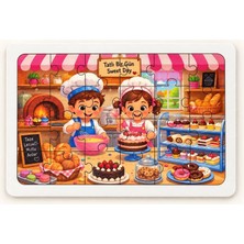 Aknca Çocuklar Mutfakta - Eğitici - 24 Parça Ahşap Puzzle