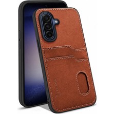 Samsung Galaxy A27 Uyumlu Kılıf Zebana Kartlıklı Lüx Deri Kılıf Kahverengi