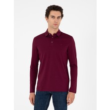 Cacharel Bordo Regular Fit %100 Pamuk Polo Yaka Sweatshirt