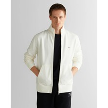 Gant Erkek Beyaz Regular Fit Fermuarlı Sweatshirt