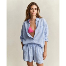 Gant Kadın Mavi Regular Fit Çizgili Gömlek