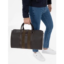 Cacharel Men's Brown %100 Leather Travel Bag