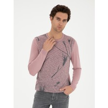Cacharel Powder Pink Slim Fit Wool Blend Crew Neck Knit Sweater