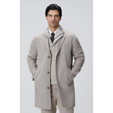 Network Beige Melange Wool Blend Seamless Handmade Coat