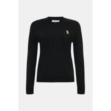 Maison Kitsune Maıson Kıtsune Siyah Bisiklet Yaka Sweatshirt