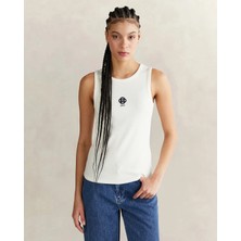 Gant Kadın Beyaz Bisiklet Yaka Regular Fit T-Shirt