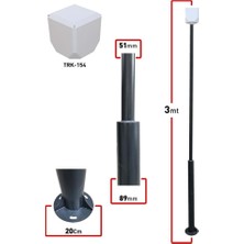 TRK-300-X+154 / 3 mt (89X51X2MM) Metal Direk + TRK-154 Küp ile Birlikte ( 7016 Düz Mat Antrasit Fırın Boyalı )