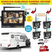 Ucuzcu Market Karavan Kamera Sistemi (7 Inç Kayıt Yapabilen Ekran + 4 Adet Kablosuz Kamera Hepsi Bir Arada)