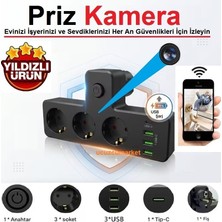 Ucuzcu Market Akım Korumalı 3'lü Priz Wifi Ev Güvenlik Kamerası (Dünyanın Heryerinden Canlı Izlenir+Kayıt Yapar)