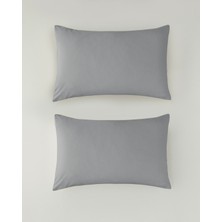 English Home Novella Premium Soft Cotton 2'li Yastık Kılıfı 50X70 cm Orta Gri