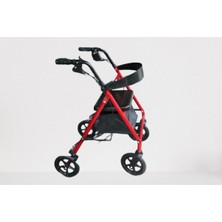 Medikaltec Alüminyum Walker ( Rollator ) 4 Tekerli Sepetli Yaşlı Yürüteci Frenli Çantali Yürüteç