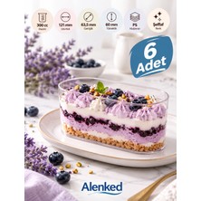 Alenked 300 cc Şeffaf Kapaklı Oval Dikdörtgen Plastik Tatlı Kabı Magnolia Tiramisu Sunum Kabı 6 Adet