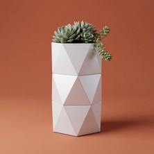 Ottolamp Prizma Saksı Metal Katmanlı Geometrik Dekoratif Dış Mekan Çiçek Saksısı Ø35X45 cm