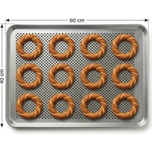Yıldırım Kitchen 40X60 cm Delikli Alüminyum Poğaça Tepsisi, Ekmek Tavası (Endüstriyel Kullanım Içindir)