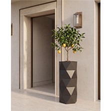 Ottolamp Prizma Saksı Metal Katmanlı Geometrik Dekoratif Dış Mekan Çiçek Saksısı Ø35X60 cm