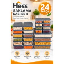 Hess Mikrodalga ve Difriz Uyumlu 24 Adet Saklama Kabı Seti 2400MLX4+1200MLX12+600MLX8