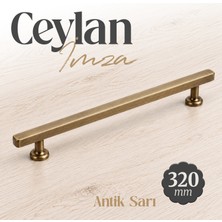 Badem10 Ceylan 320 mm (32 Cm) Mat Antik Sarı Kulp Dolap Çekmece Mobilya Metal Kulp Kulpu