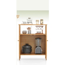 Shopwave Krm Çok Amaçlı Dolap Ahşap Bambu Organizer Raflı 66X33X85CM (5047) Krm