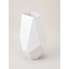 Ottolamp Göktaşı Saksı Metal Fasetli Geometrik Dekoratif Dış Mekan Çiçek Saksısı Ø36,5X58 cm