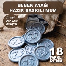 Mühürşah Bebek Ayak Izli Hazır Baskılı Mum Mühür Seti - 25 Adet / 18 Renk Seçeneği (Kendinden Yapışkanlı - Bez Kese Hediyeli)