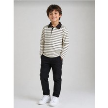 Erkek Çocuk Çizgili Uzun Kollu Polo Yaka Sweatshirt