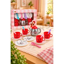 KoseToys Oyuncak Mutfak Setleri Çay Seti 14 Parça (Kırmızı-Gri)