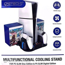 Byoztek Ps5 Slim / Ps5 Pro Uyumlu Çok Fonksiyonlu Soğutucu Stant - Çift Kol Şarj Standı ve Oyun Yuvalı