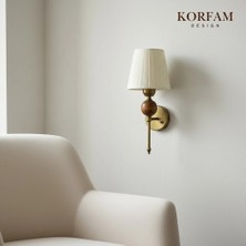 KorFam Kablosuz Pilli Aplik Krem Keten Şerit Kumaş Başlık Ahşap Top Detaylı Aplik