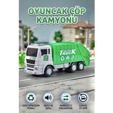 Farbu Oyuncak Oyuncak Çöp Kamyonu Sesli Işıklı Çarp Dön Özellikli Hareketli Çöp Arabası 1/20 Ölçek 25 cm