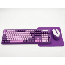 Gaman Jedel WS737 Mor Kablosuz Klavye Mouse ve Mouse Pad Seti USB Nano Alıcılı - Pilli Sessiz Klavye Tuşu