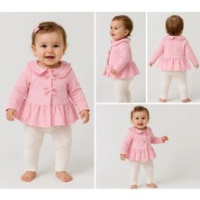 Kız Bebek Fırfır Yakalı Fiyonk Detaylı Ceket