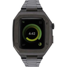 Royaleks Apple Watch 44MM Metal Petek Kasalı Kordon - Siyah