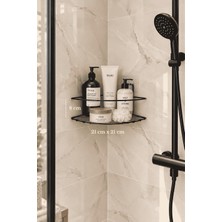 Edora Home Siyah Metal Banyo Köşe Rafı Duş Içi Şampuanlık Düzenleyici Organizer 21X21 Cm, Yapışkan Hediyeli