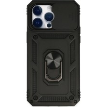 Apple iPhone 14 Pro Kılıf Pars Lens Yüzüklü Silikon - Siyah