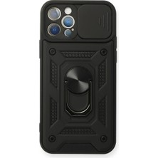 Apple iPhone 12 Pro Kılıf Pars Lens Yüzüklü Silikon - Siyah