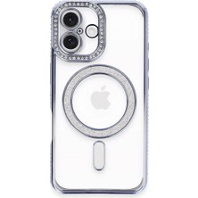 Apple iPhone 16 Plus Kılıf Joke Simli Magneticsafe Kılıf - Mavi