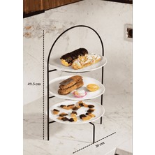 Edora Home Siyah 3 Katlı Pasta Kurabiye Ikramlık Sunum Standı Dekoratif Servislik
