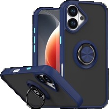 Apple iPhone 17 Montreal Yüzüklü Silikon Kapak - Lacivert