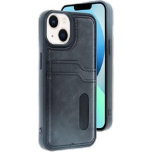 Apple iPhone 14 Kılıf Sara Kartvizitli Deri Kılıf - Siyah