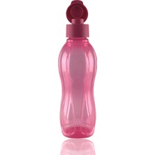 Tupperware Eko Şişe Suluk 500 ml Pembe Şeffaf Gövde ile Taşınabilir Ergonomik Tasarım
