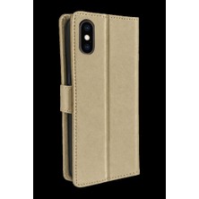 Apple iPhone Xs Trend S Plus Kapaklı Kılıf - Gold