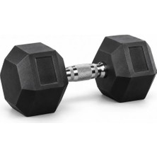Kings Box Hex Kauçuk Dambıl – 10 kg, Tekli, Tırtıklı Krom Sap