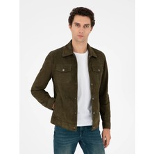 Cacharel Khaki Suede Leather Jacket