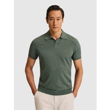 Cacharel Dark Green Slim Fit Camp Collar Modal Blend Knit T-Shirt