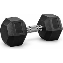 Kings Box Hex Kauçuk Dambıl – 12,5 kg, Tekli, Tırtıklı Krom Sap