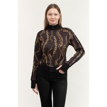 Versace Jeans Couture Kadın Fermuarlı Sweatshirt Siyah