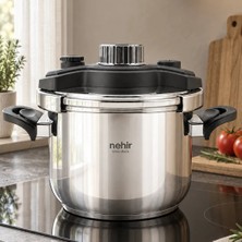 Nehir Silver Matik Paslanmaz Çelik 5 Litre Düdüklü Tencere